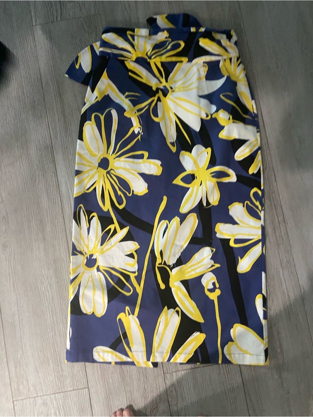 Bold floral maxi skirt in blue and yellow